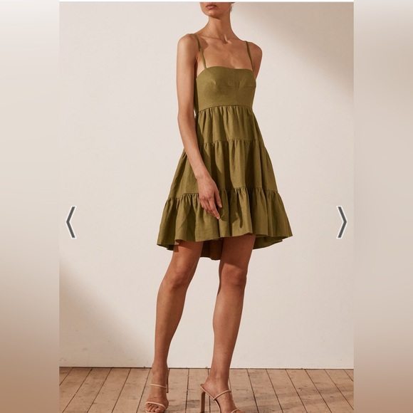 Shona Joy LUCILLE LINEN TIERED MINI DRESS - CUMIN - Picture 2 of 9